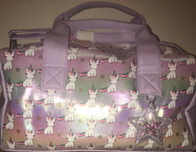 Load image into Gallery viewer, Lilac Unicorn Metallic Duffle