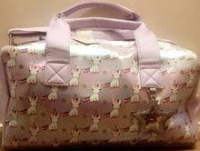 Load image into Gallery viewer, Lilac Unicorn Metallic Duffle