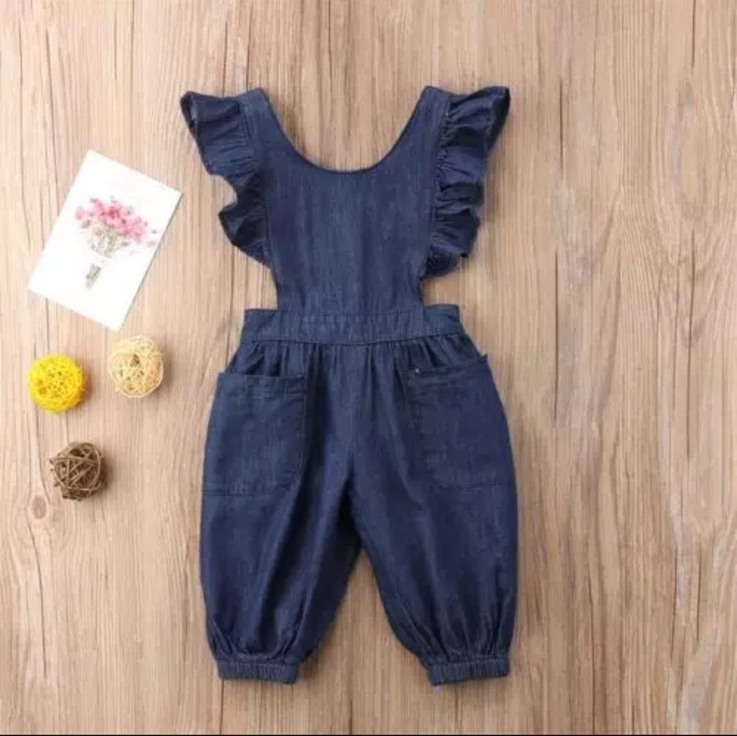 Ruffle Denim Jumpsuit