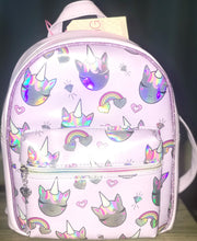 Load image into Gallery viewer, Purple Hologram Rainbow Bling Mini Back Pack
