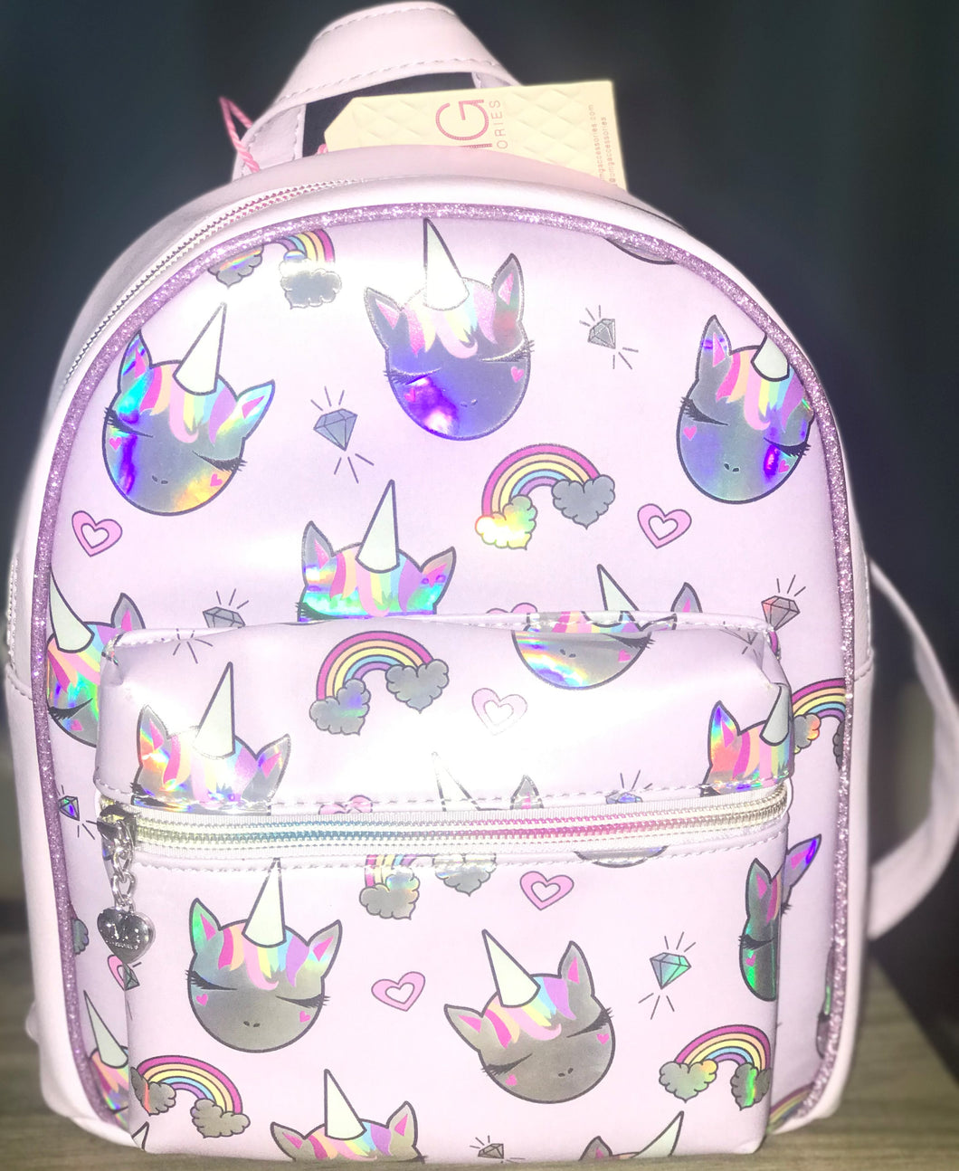 Purple Hologram Rainbow Bling Mini Back Pack